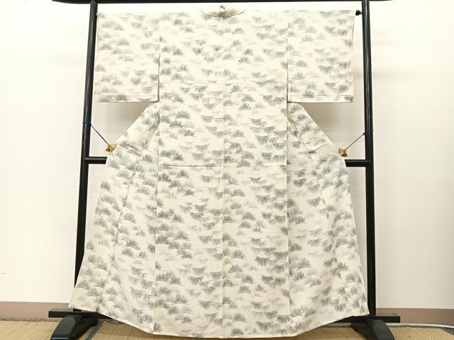 平和屋着物▽上質な小紋 単衣 若松葉 正絹 逸品 BAAT9098yc