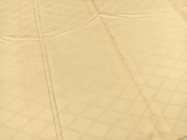 平和屋着物▽上質な色無地 単衣 入子菱地紋 鳥の子色