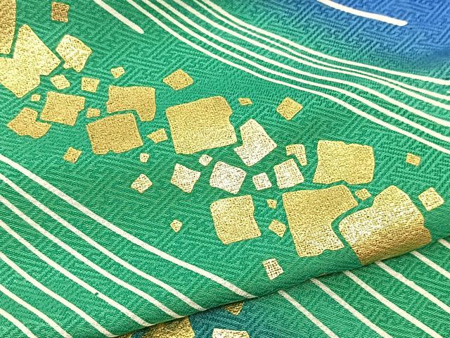 平和屋着物▽訪問着 単衣 箔散らし文様 金彩 洗える着物 BAAT9119yc