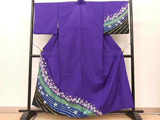 平和屋着物▽訪問着　単衣　桜散らし　金彩　洗える着物　BAAT9123yc