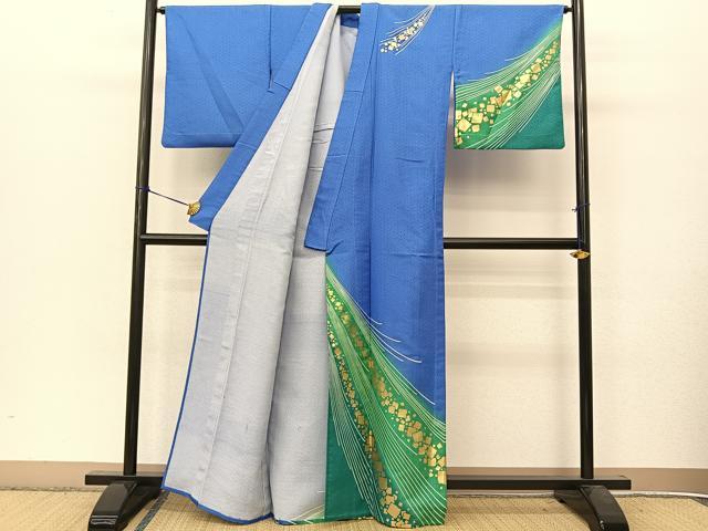 平和屋着物▽訪問着 単衣 箔散らし文様 金彩 洗える着物 BAAT9119yc