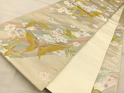 平和屋着物◎六通柄袋帯 唐織 花鳥文 金銀糸 鈴乃屋扱い 正絹 逸品 BAAT5777xa