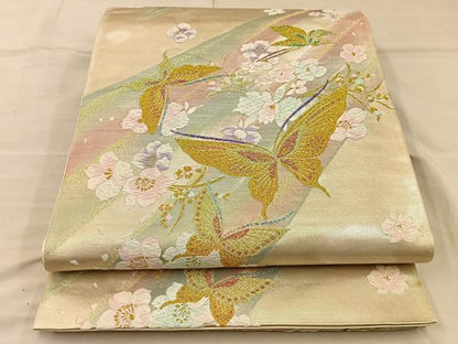 平和屋着物◎六通柄袋帯 唐織 花鳥文 金銀糸 鈴乃屋扱い 正絹 逸品 BAAT5777xa