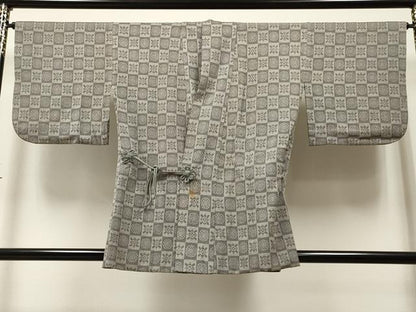 平和屋着物∞道中着　市松花文　正絹　逸品　CAAR9179id