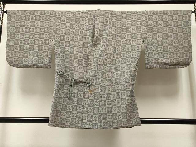 平和屋着物∞道中着　市松花文　正絹　逸品　CAAR9179id