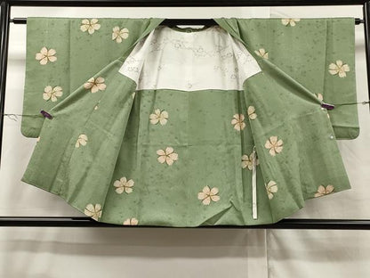 平和屋着物∞道行コート　舞桜文　正絹　逸品　CAAT5601id