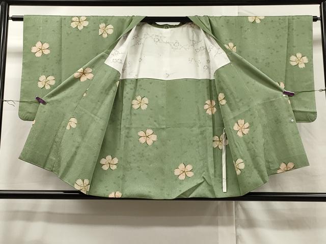 平和屋着物∞道行コート　舞桜文　正絹　逸品　CAAT5601id
