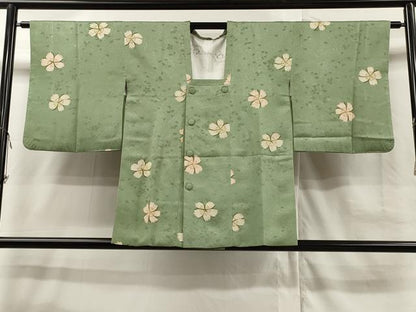 平和屋着物∞道行コート　舞桜文　正絹　逸品　CAAT5601id