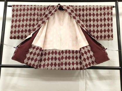 平和屋着物∞道中着　絞り　菱繋　正絹　逸品　CAAT5611id