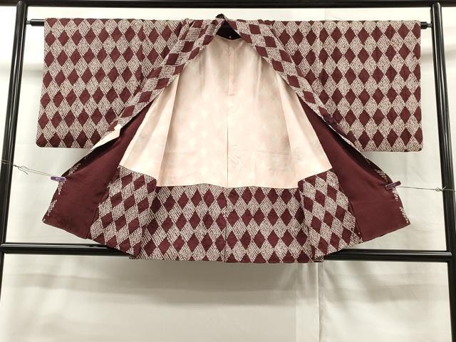 平和屋着物∞道中着　絞り　菱繋　正絹　逸品　CAAT5611id