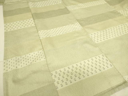 平和屋着物▽上質なお召 単衣 横段霞文 正絹 逸品 DAAS0703az