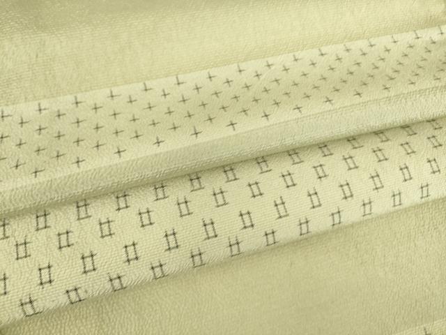 平和屋着物▽上質なお召 単衣 横段霞文 正絹 逸品 DAAS0703az