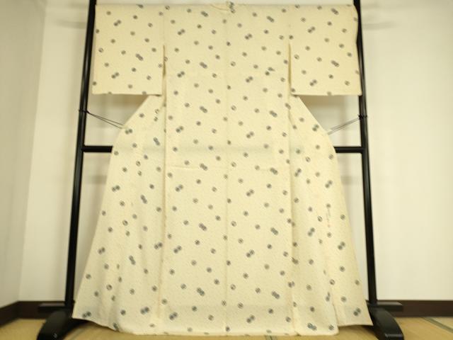 平和屋着物▽伝統工芸士 染谷梅治 小紋 単衣 吉祥丸文 正絹 逸品 DAAS0708az