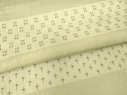 平和屋着物▽上質なお召 単衣 横段霞文 正絹 逸品 DAAS0703az