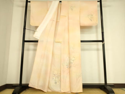 平和屋着物▽訪問着　単衣　刺繍　菊　暈し染め　正絹　逸品　DAAS0711az