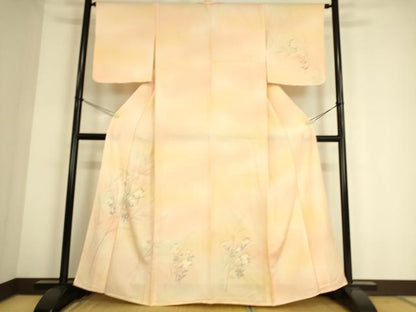 平和屋着物▽訪問着　単衣　刺繍　菊　暈し染め　正絹　逸品　DAAS0711az