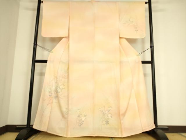 平和屋着物▽訪問着　単衣　刺繍　菊　暈し染め　正絹　逸品　DAAS0711az
