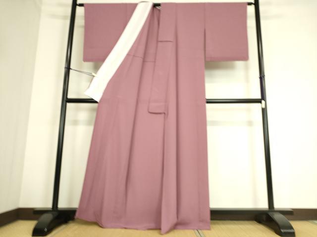平和屋着物▽色無地 単衣 長春色 洗える着物 鬼しぼ縮緬 未使用 DAAS0728az