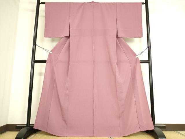平和屋着物▽色無地 単衣 長春色 洗える着物 鬼しぼ縮緬 未使用 DAAS0728az