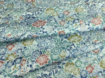 平和屋着物▽上質な小紋 紬地 単衣 型染め 流水吉祥花文 正絹 逸品 DAAS0736az