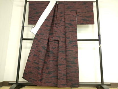 平和屋着物▽上質な紬 単衣 雲霞文 正絹 逸品 DAAS0744az