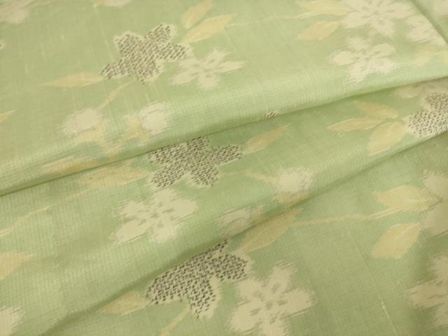 平和屋着物▽上質な紬 単衣 草花文 正絹 逸品 DAAS0740az
