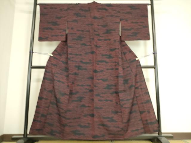 平和屋着物▽上質な紬 単衣 雲霞文 正絹 逸品 DAAS0744az