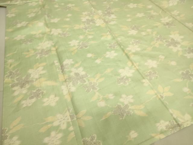 平和屋着物▽上質な紬 単衣 草花文 正絹 逸品 DAAS0740az