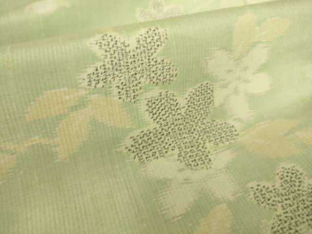 平和屋着物▽上質な紬 単衣 草花文 正絹 逸品 DAAS0740az