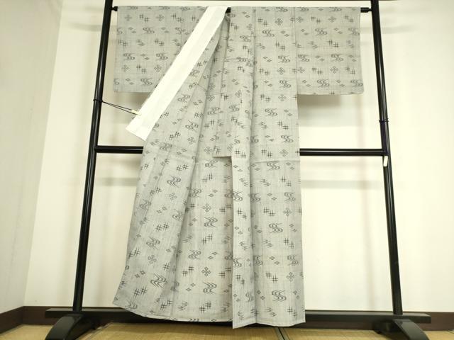 平和屋着物▽上質な紬 単衣 絣文 正絹 逸品 DAAS0751az
