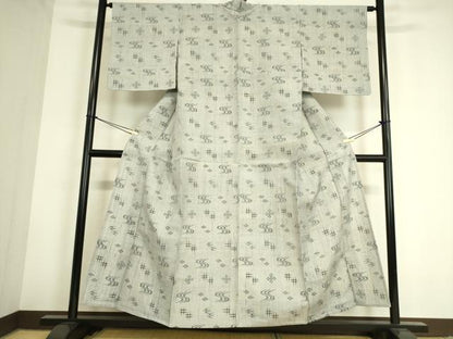 平和屋着物▽上質な紬 単衣 絣文 正絹 逸品 DAAS0751az