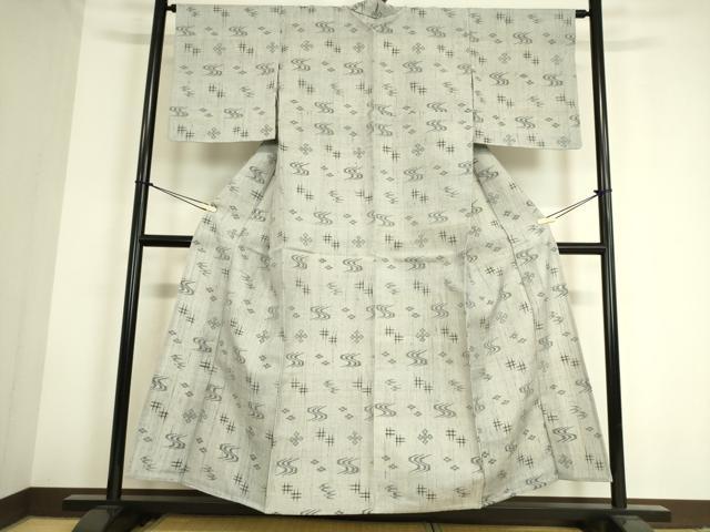平和屋着物▽上質な紬 単衣 絣文 正絹 逸品 DAAS0751az