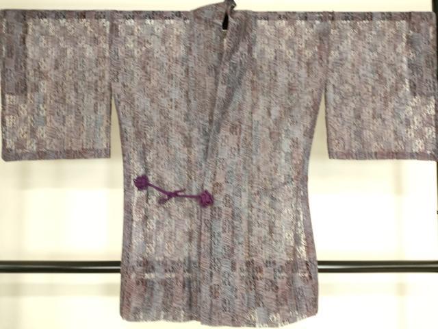 平和屋着物▽道中着　スリーシーズン　春夏秋　塵除け　市松文　リボン織　正絹　逸品　DAAS0750az