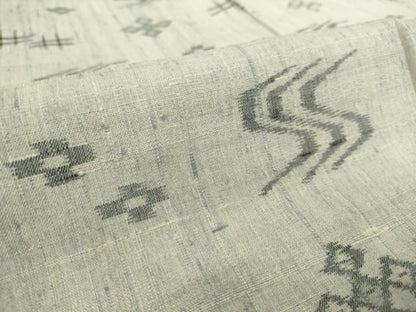 平和屋着物▽上質な紬 単衣 絣文 正絹 逸品 DAAS0751az