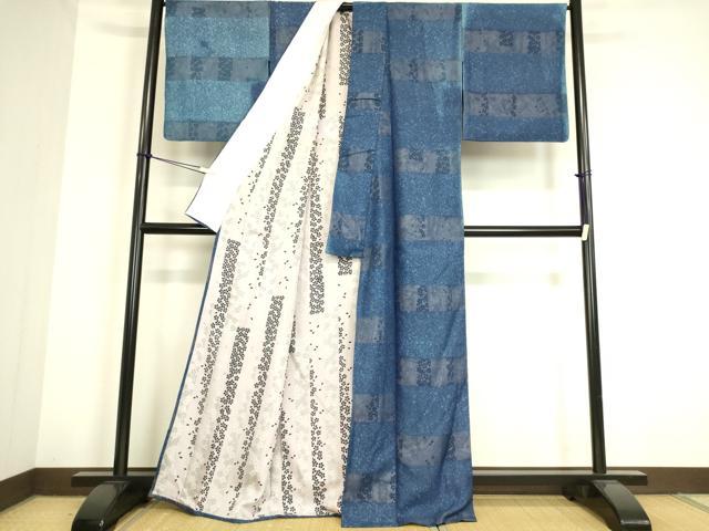 平和屋着物▽上質な小紋 袷 横段文紗 舞桜 正絹 逸品 DAAS0761az