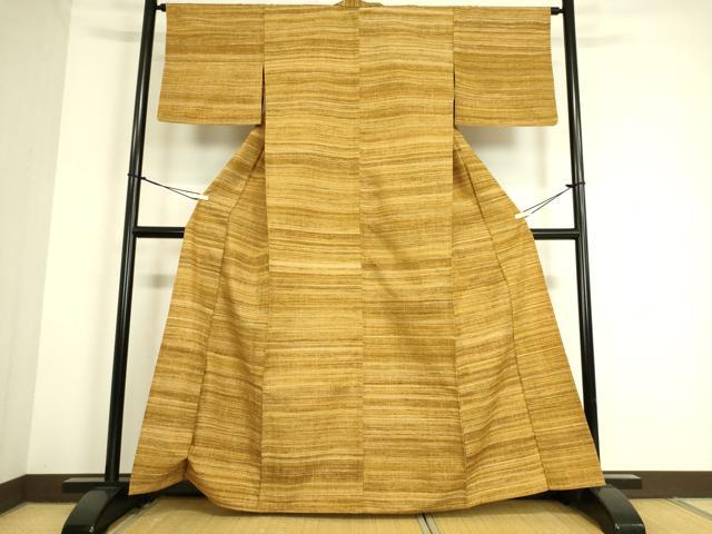 平和屋着物▽上質な紬　単衣　霞文　正絹　逸品　DAAS0757az