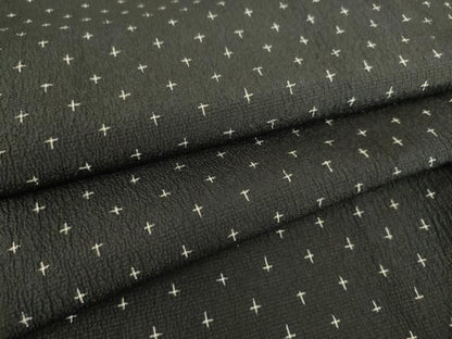 平和屋着物▽本塩沢 単衣 十字絣 黒地 正絹 逸品 DAAS0758az