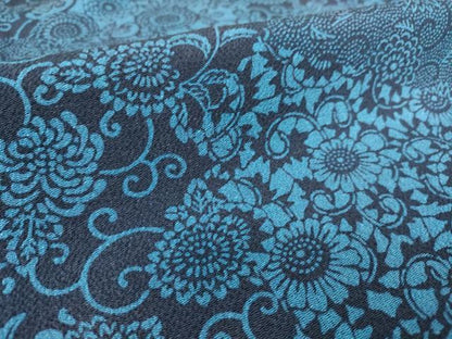 平和屋着物▽本藍 型絵染 小紋 単衣 花切嵌文様 鬼しぼ縮緬 正絹 逸品 DAAS0766az
