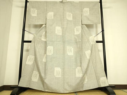平和屋着物▽上質な紬 単衣 色紙重ね花文 正絹 逸品 DAAS0768az