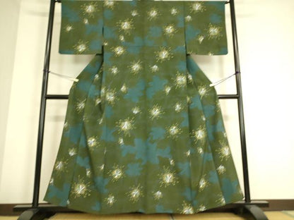 平和屋着物▽上質な小紋 単衣 花尽くし 金彩 正絹 逸品 DAAS0772az