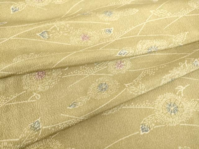 平和屋着物▽上質な小紋 単衣 型染め 草花文 鬼しぼ縮緬 正絹 逸品 DAAS0779az