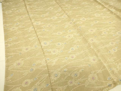 平和屋着物▽上質な小紋 単衣 型染め 草花文 鬼しぼ縮緬 正絹 逸品 DAAS0779az
