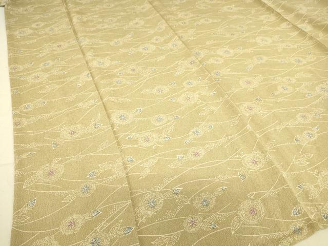 平和屋着物▽上質な小紋 単衣 型染め 草花文 鬼しぼ縮緬 正絹 逸品 DAAS0779az