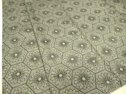 平和屋着物▽上質な紬　単衣　亀甲花文　正絹　逸品　DAAS0785az