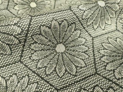 平和屋着物▽上質な紬　単衣　亀甲花文　正絹　逸品　DAAS0785az