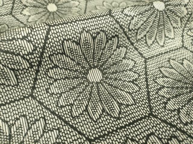 平和屋着物▽上質な紬　単衣　亀甲花文　正絹　逸品　DAAS0785az