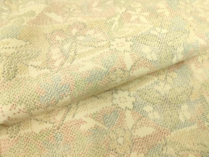 平和屋着物▽本塩沢 単衣 横段花蝶文 正絹 逸品DAAS0794az