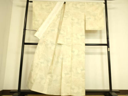 平和屋着物▽上質な紬 単衣 幾何学文 正絹 逸品 DAAS0809az