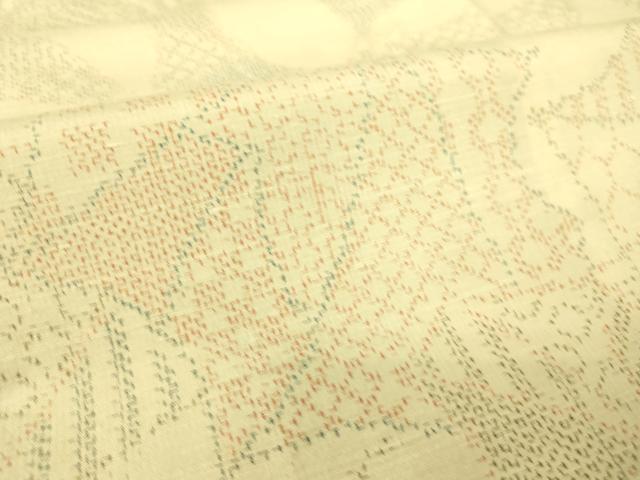 平和屋着物▽上質な紬 単衣 幾何学文 正絹 逸品 DAAS0809az