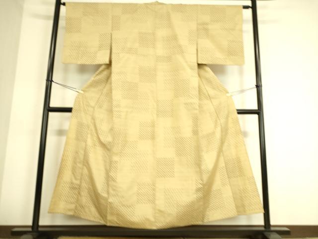 平和屋着物▽越後小絣 紬 単衣 十字絣 根啓織物 反端付き 正絹 逸品 DAAS0806az